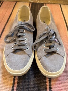 Superga Gray Suede Low-Top Lace-Up Sneakers leather 39